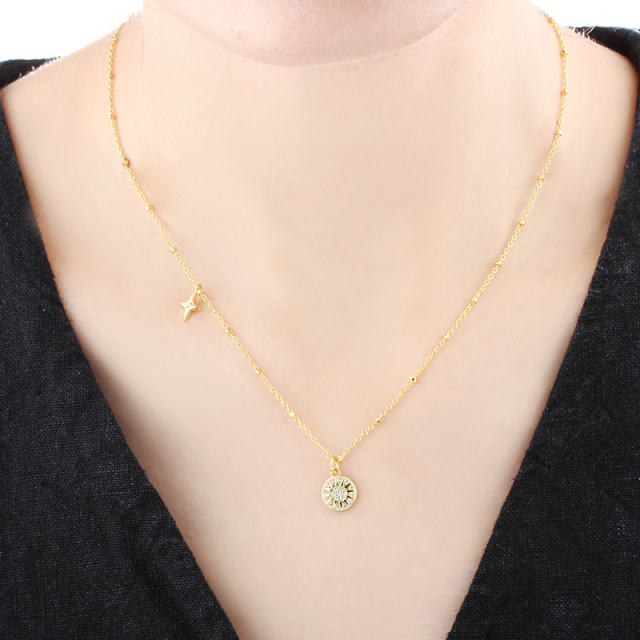925 Sterling Silver Star And Sun Necklace