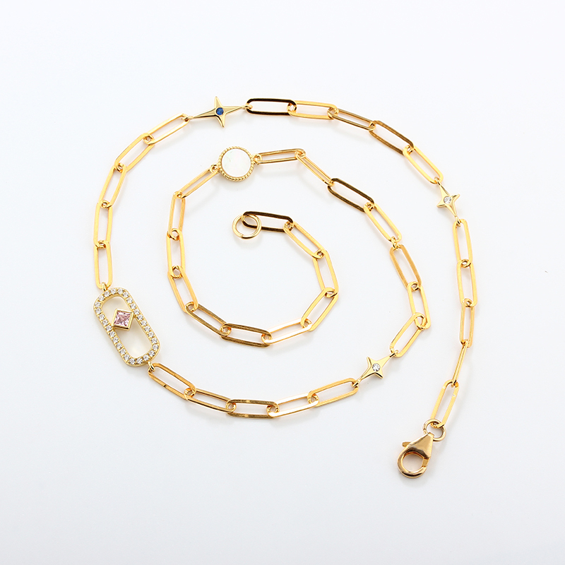 925 Sterling Silver Long Paperclip Chain Necklace