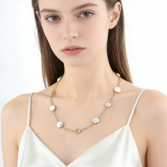 925 Sterling Silver Baroque Pearl Paperclip Chain Necklace