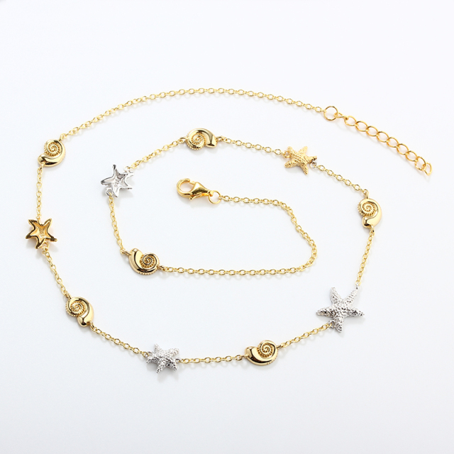 925 Sterling Silver Ocean Starfish Shell Necklace
