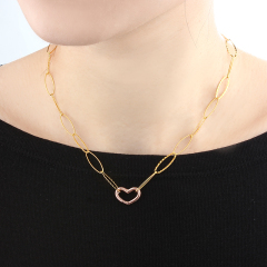 925 Sterling Silver Unusual Heart Clasp Fancy Chain Necklace