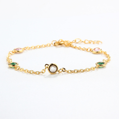 925 Sterling Silver 4mm Round CZ Sunflower Bracelet