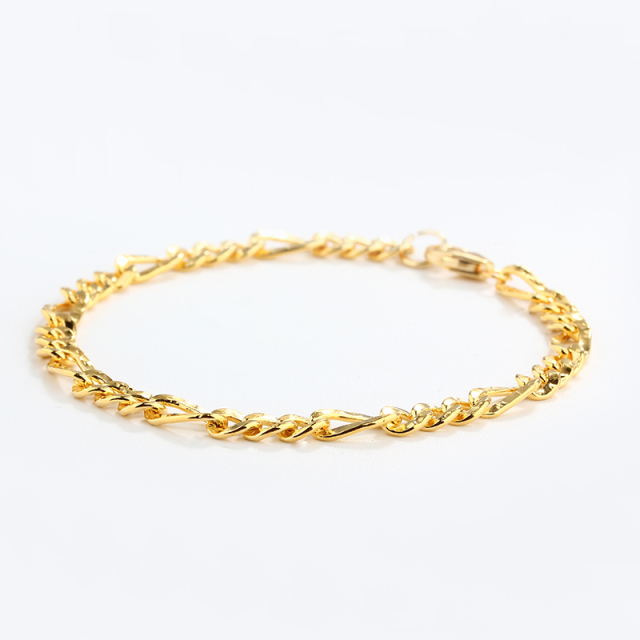925 Sterling Silver 3+1 Hammered Figaro Chain Bracelet