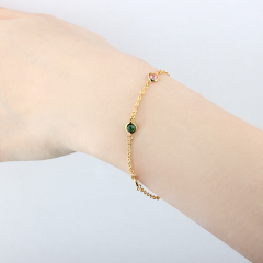 925 Sterling Silver 4mm Round CZ Sunflower Bracelet