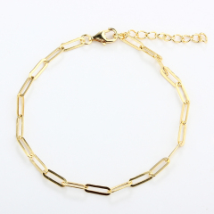 925 Sterling Silver Shiny Flat Link Paperclip Chain Bracelet