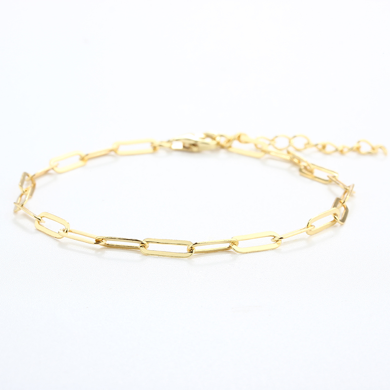 925 Sterling Silver Shiny Flat Link Paperclip Chain Bracelet