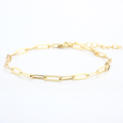 925 Sterling Silver Shiny Flat Link Paperclip Chain Bracelet