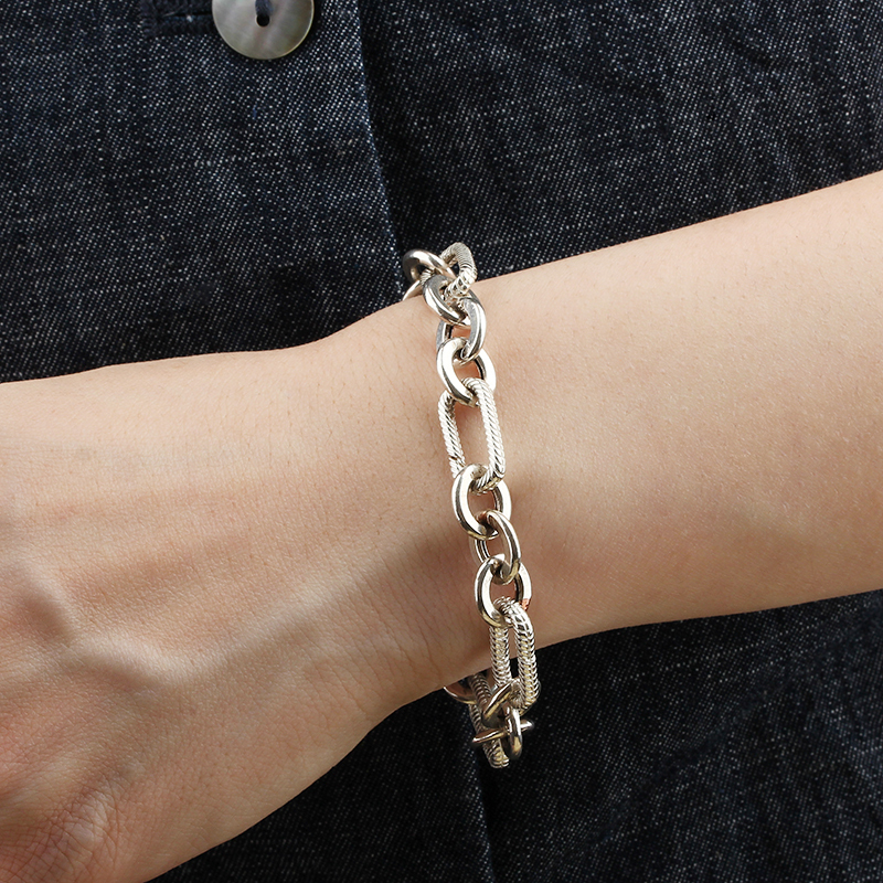 925 Sterling Silver Heavy Long Link Bracelet