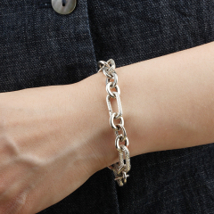 925 Sterling Silver Heavy Long Link Bracelet