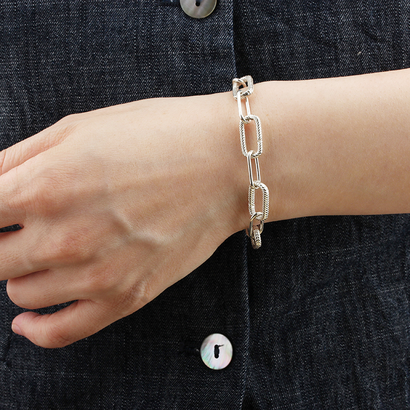 925 Sterling Silver Heavy Long Link Bracelet