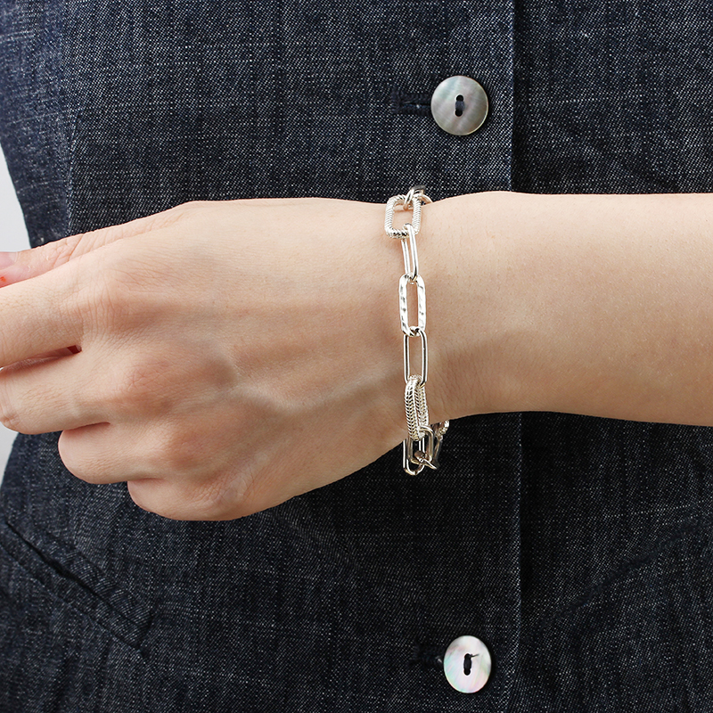 925 Sterling Silver Heavy Long Link Bracelet