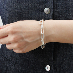 925 Sterling Silver Heavy Long Link Bracelet