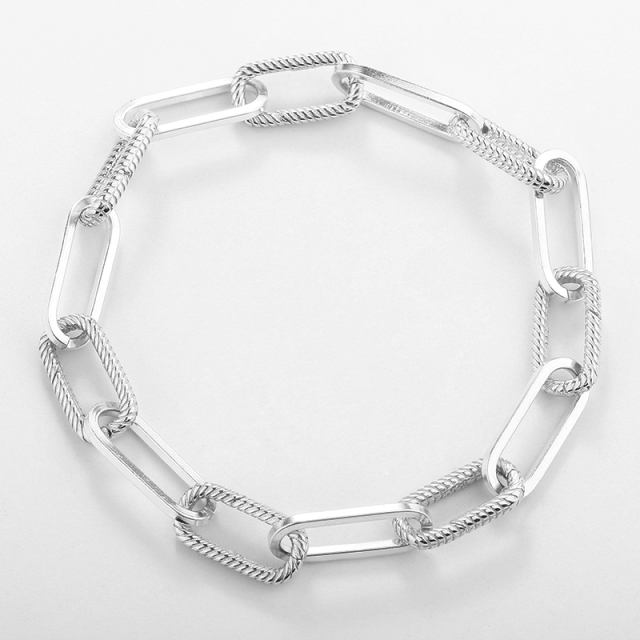 925 Sterling Silver Heavy Long Link Bracelet
