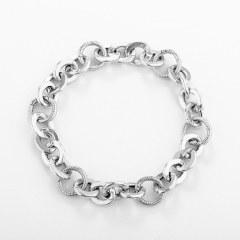 925 Sterling Silver Heavy Round Link Bracelet