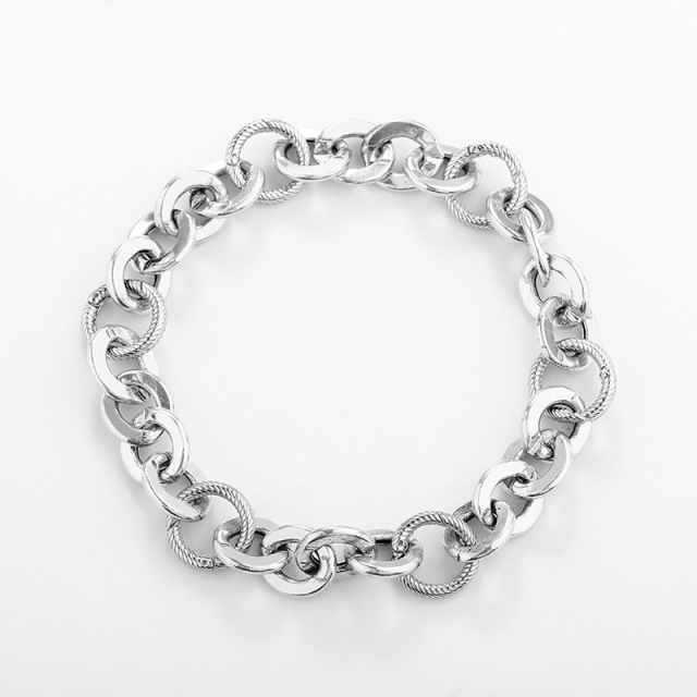 925 Sterling Silver Heavy Round Link Bracelet