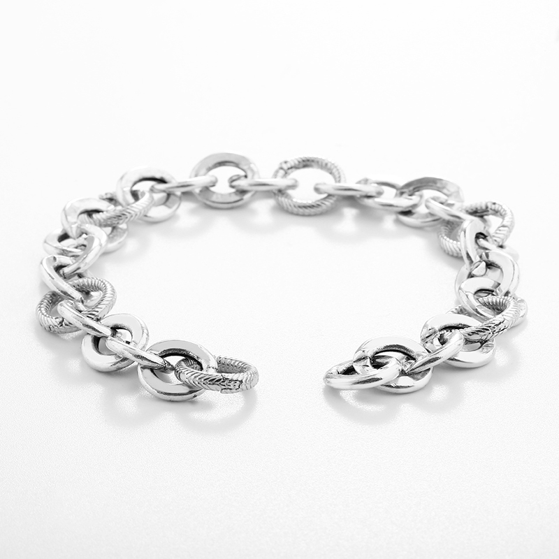 925 Sterling Silver Heavy Round Link Bracelet