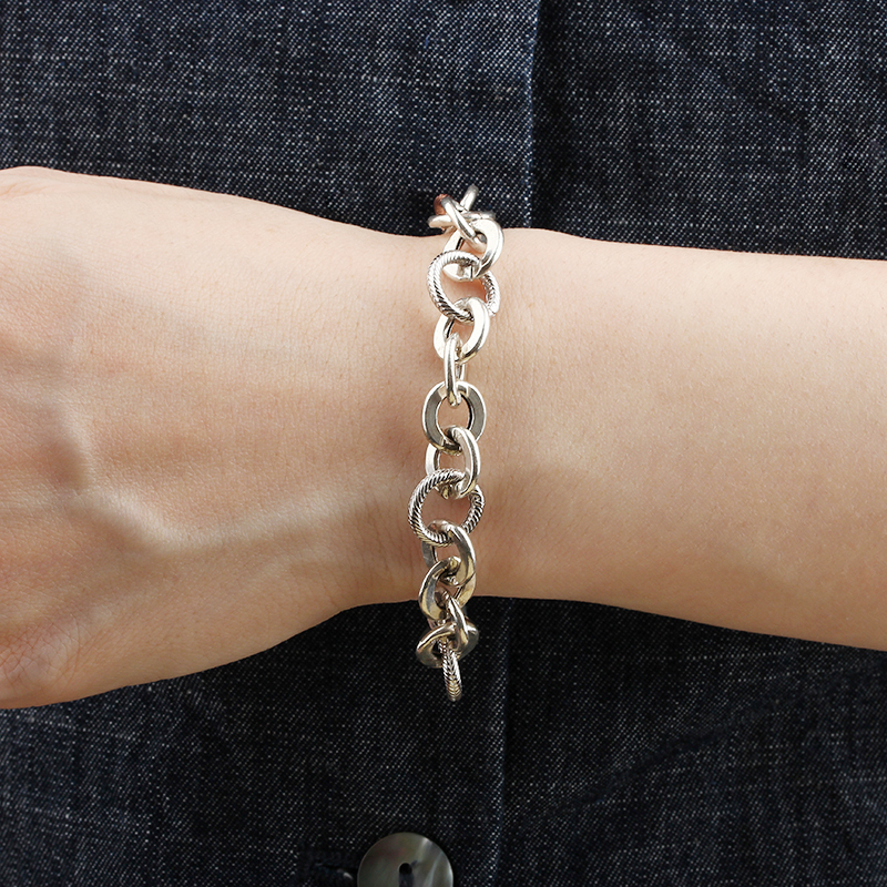 925 Sterling Silver Heavy Round Link Bracelet