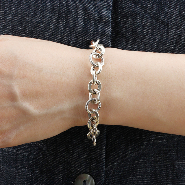 925 Sterling Silver Heavy Round Link Bracelet