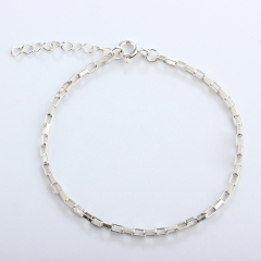 925 Sterling Silver Long Box Chain Bracelet