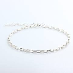 925 Sterling Silver Long Box Chain Bracelet