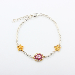 925 Silver Fancy Flower CZ Bracelet