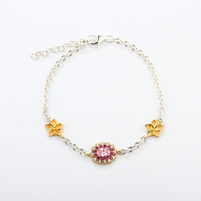 925 Silver Fancy Flower CZ Bracelet