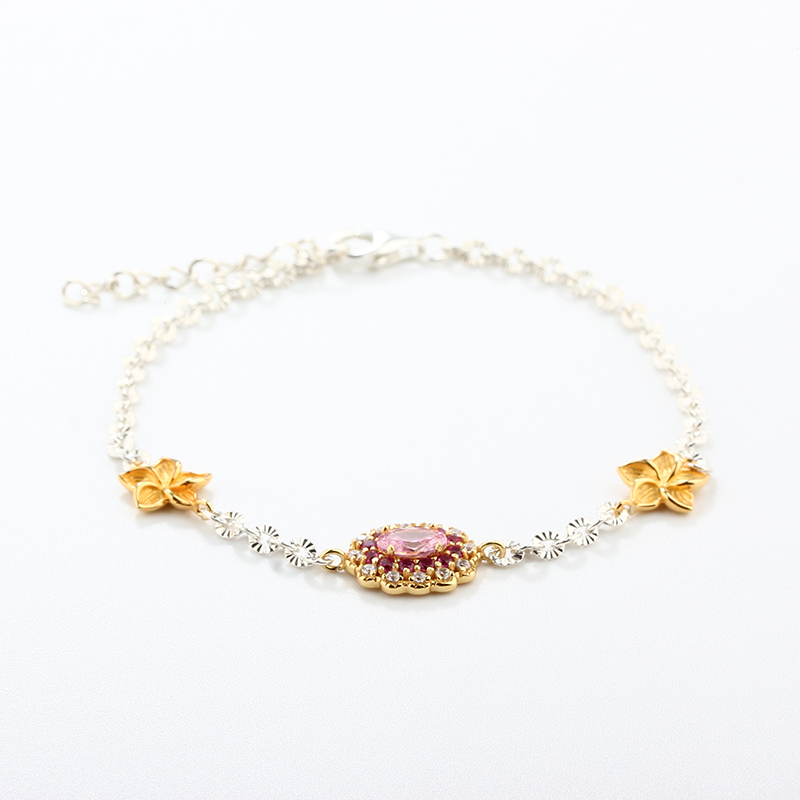 925 Silver Fancy Flower CZ Bracelet