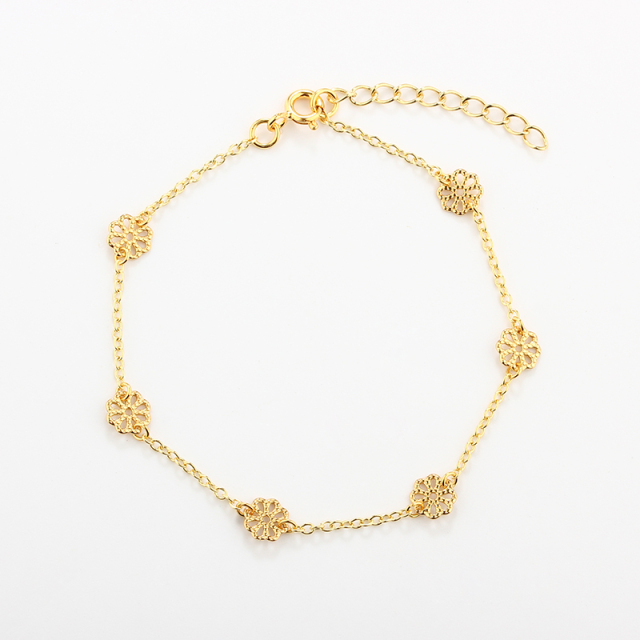 925 Sterling Silver Fancy Flower Bracelet