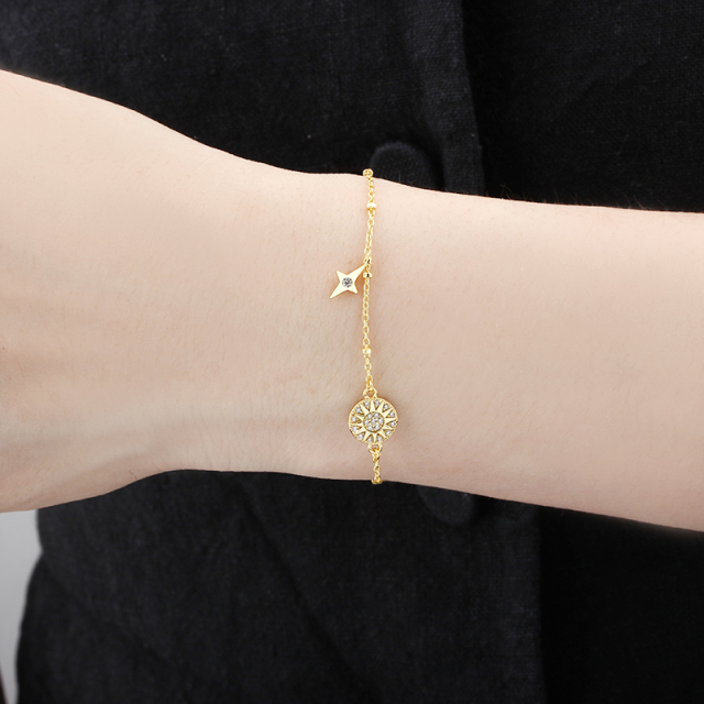 925 Sterling Silver Star and Sun Bracelet