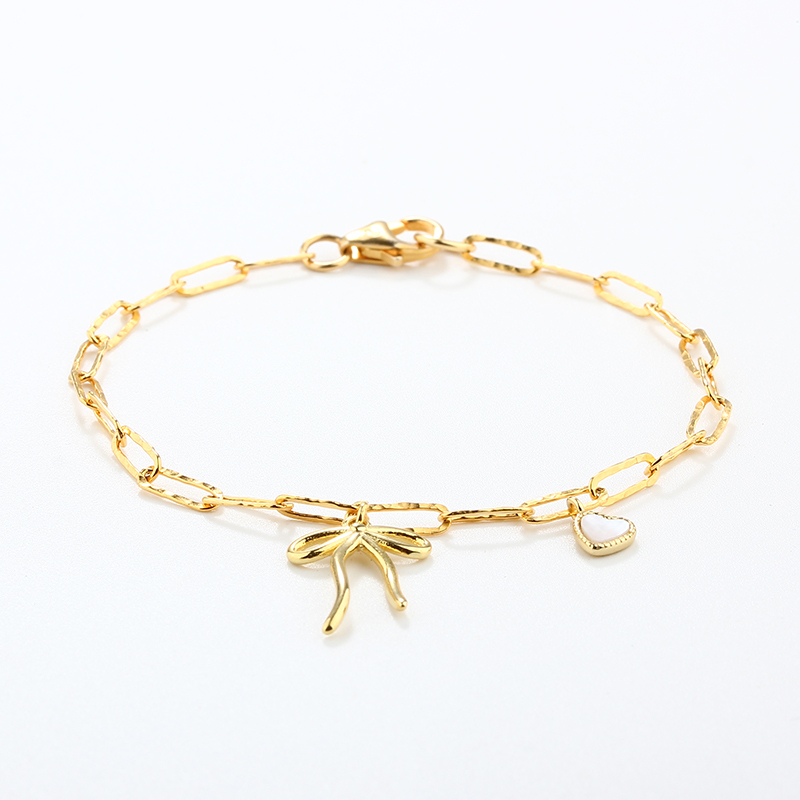 925 Sterling Silver Bow and Heart Bracelet