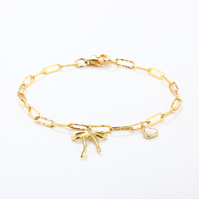 925 Sterling Silver Bow and Heart Bracelet