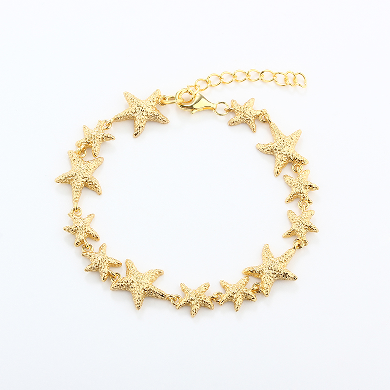 925 Sterling Silver Hammered Starfish Ocean Bracelet