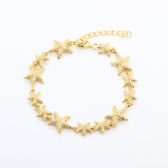 925 Sterling Silver Hammered Starfish Ocean Bracelet