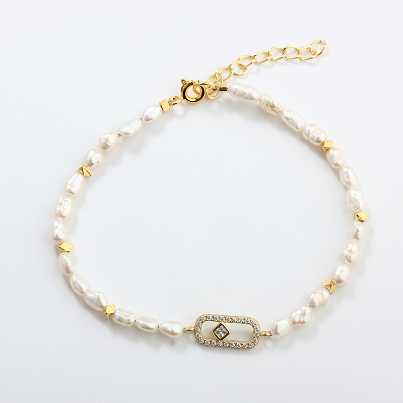 925 Sterling Silver Baroque Pearl Bracelet