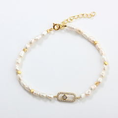 925 Sterling Silver Baroque Pearl Bracelet