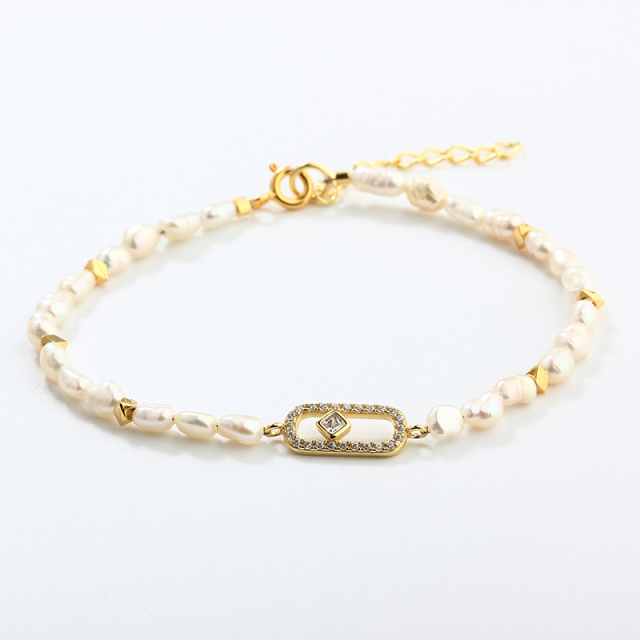 925 Sterling Silver Baroque Pearl Bracelet