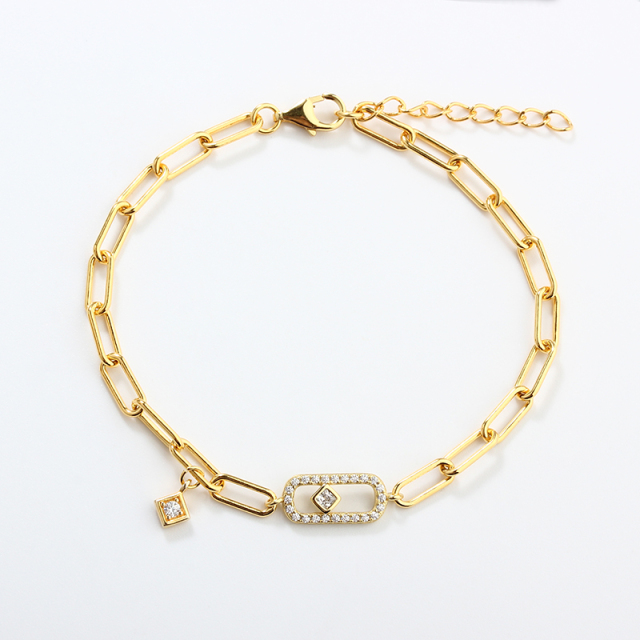 925 Sterling Silver Paperclip Chain Bracelet