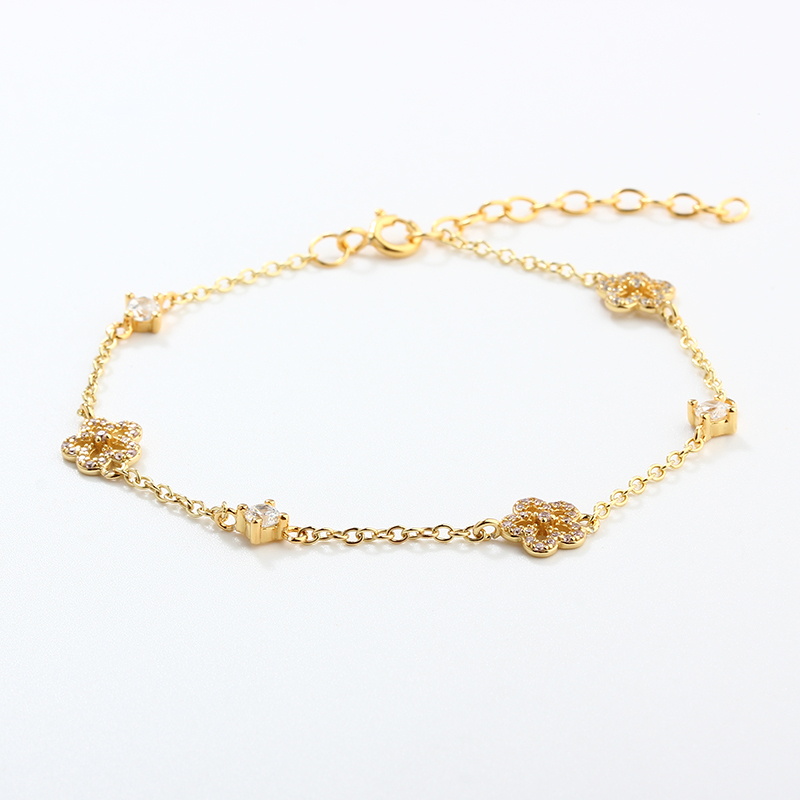 925 Sterling Silver Flower Bracelet