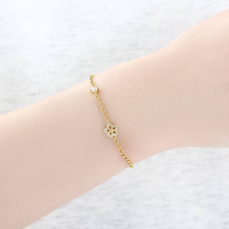 925 Sterling Silver CZ Flower Bracelet