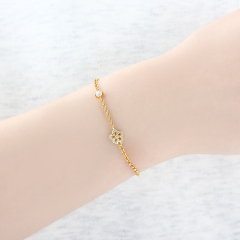 925 Sterling Silver CZ Flower Bracelet