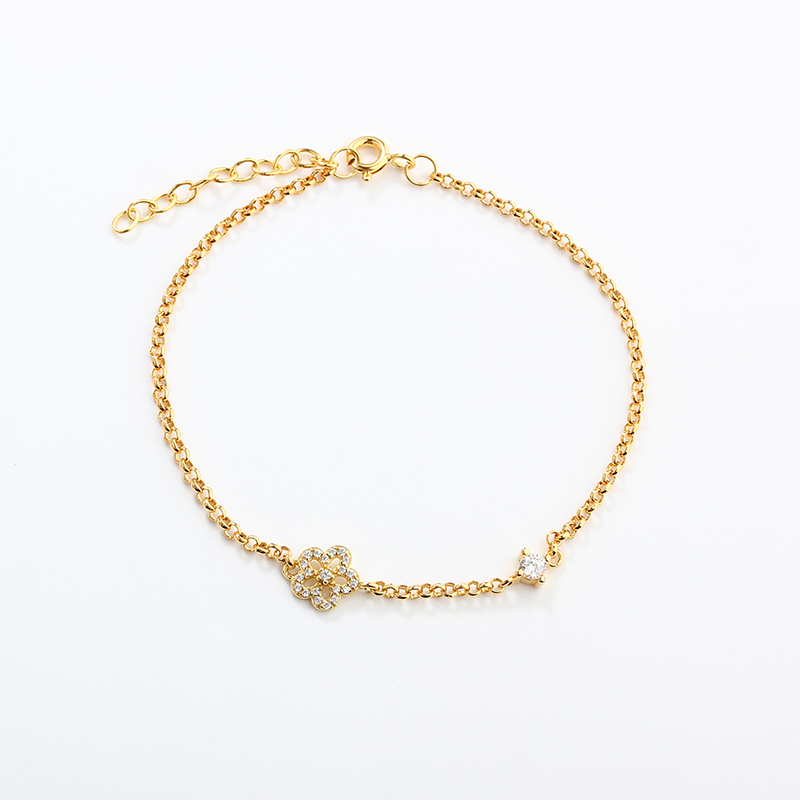 925 Sterling Silver CZ Flower Bracelet