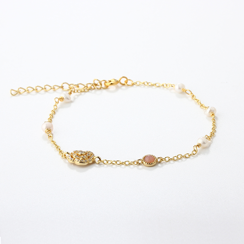 925 Sterling Silver Flower and Pearl Bracelet