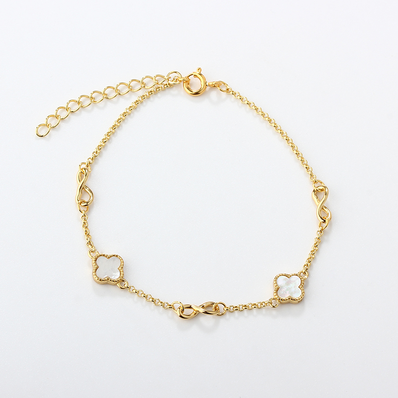 925 Sterling Silver Clover and Infinite Bracelet
