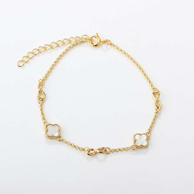 925 Sterling Silver Clover and Infinite Bracelet