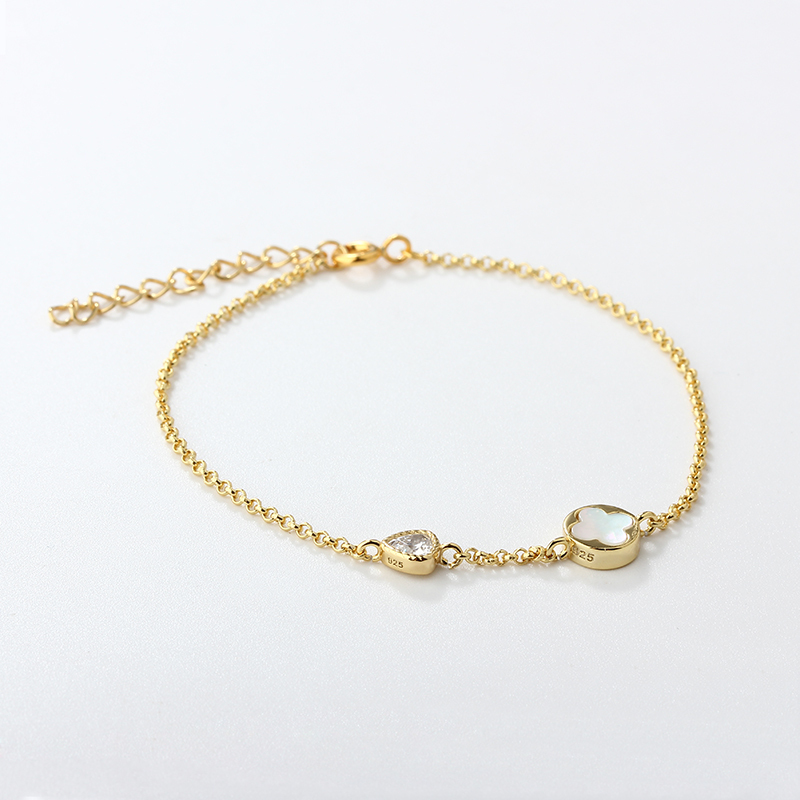 925 Sterling Silver White Mother Pearl Bracelet