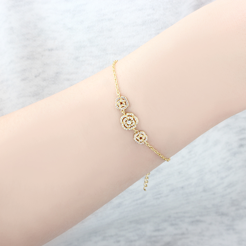 925 Sterling Silver Flower Bracelet