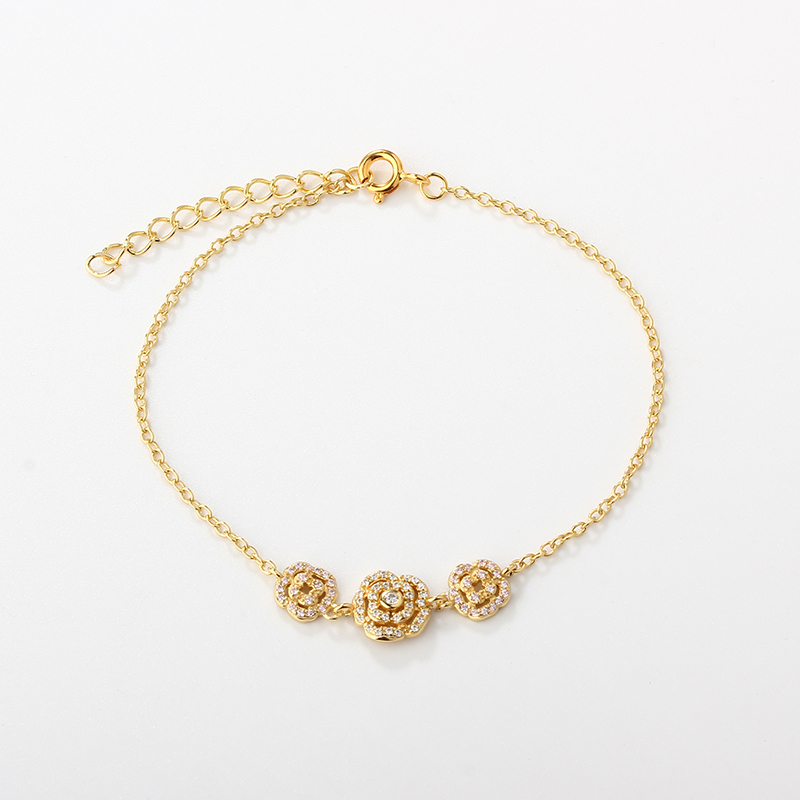 925 Sterling Silver Flower Bracelet