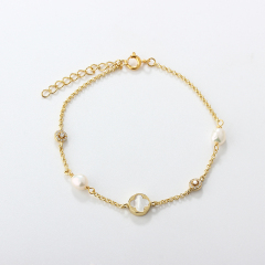 925 Sterling Silver Clover Pearl Bracelet