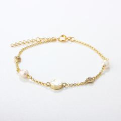 925 Sterling Silver Clover Pearl Bracelet