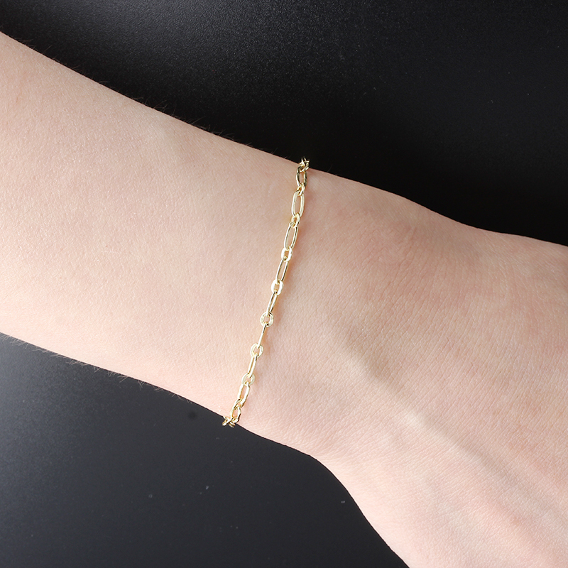 925 Sterling Silver Hammer 1+1 Figaro Chain Bracelet